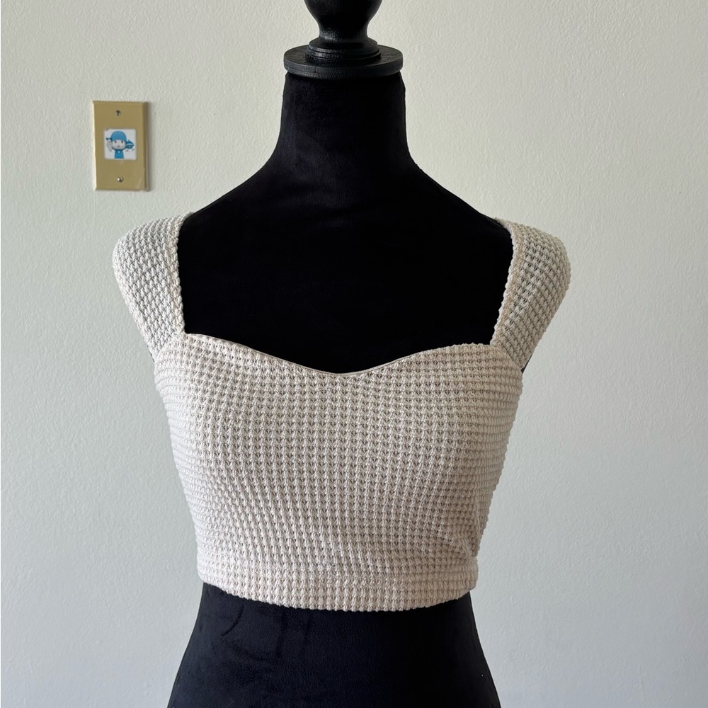 SHEIN Cream Knit Crop Top